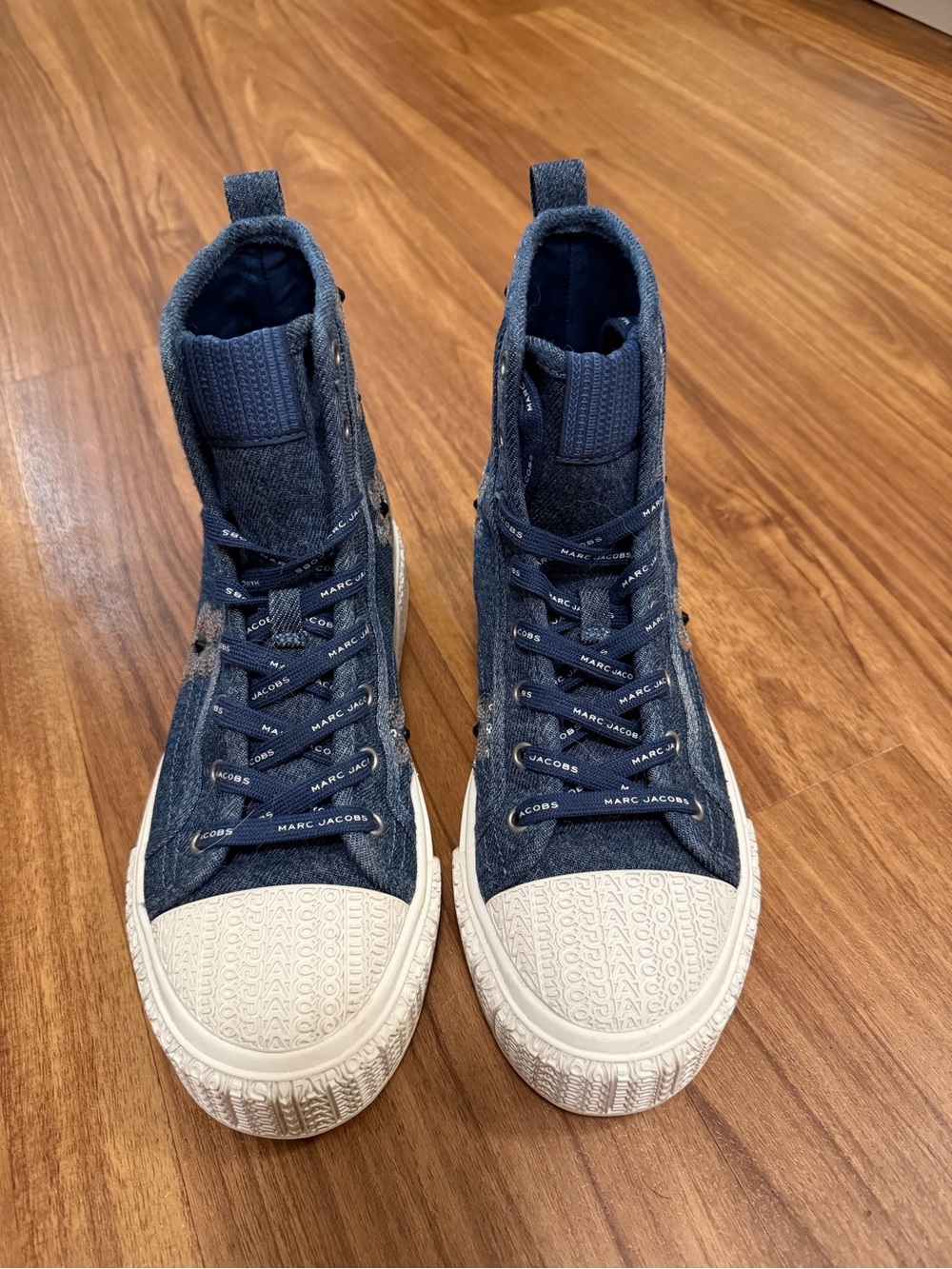 Marc Jacobs Navy Blue High-Top Sneakers with White Soles